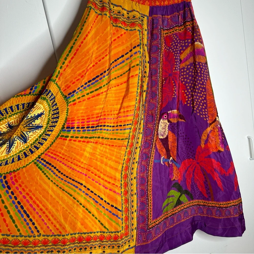 NEW FARM RIO Mixed Scarves Midi Skirt In Multicolor Size Medium - Picture 12 of 16